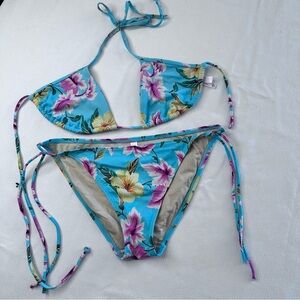 Victoria’s Secret Floral String Bikini Set large bottom medium top